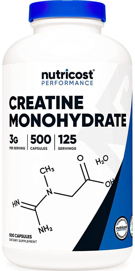 Nutricost Creatine Monohydrate 3,000mg 500 Capsules, 125 Servings, 750mg of Creatine Monohydrate Per Capsule