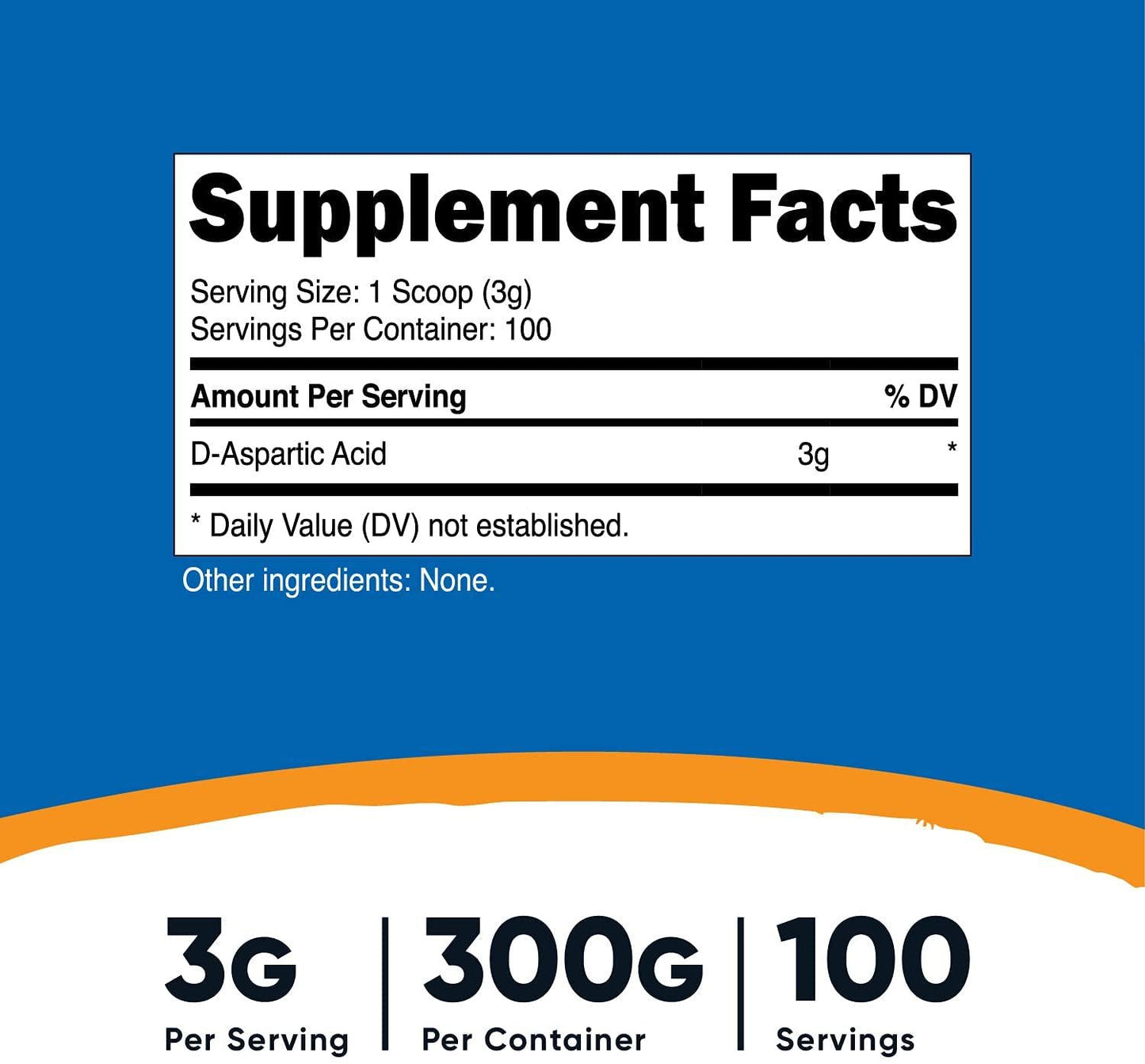 Nutricost D-Aspartic Acid (DAA) Powder 300G - Pure D Aspartic Acid