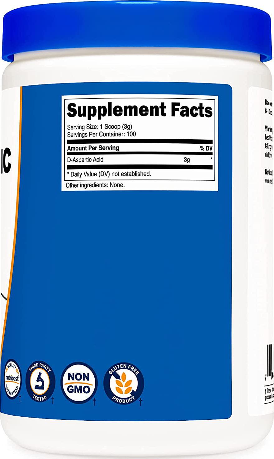 Nutricost D-Aspartic Acid (DAA) Powder 300G - Pure D Aspartic Acid