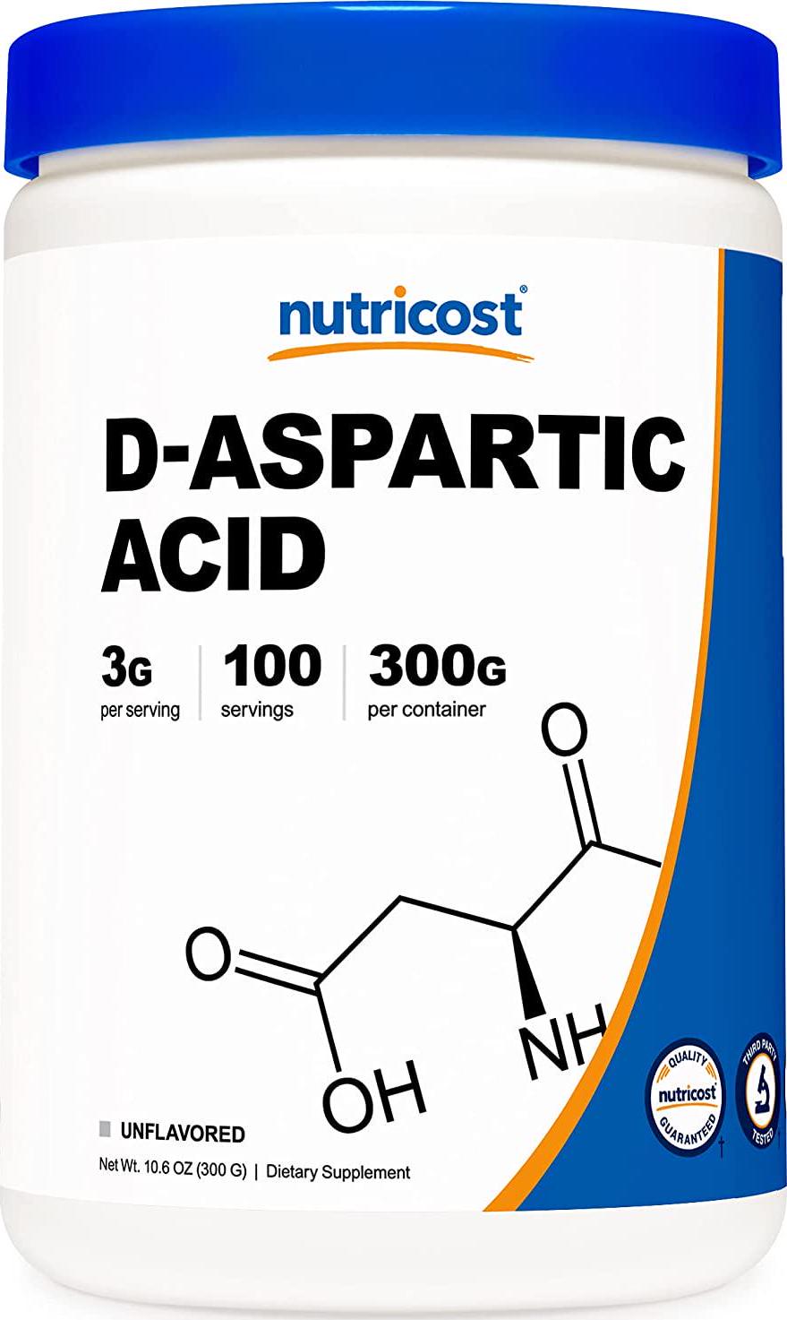 Nutricost D-Aspartic Acid (DAA) Powder 300G - Pure D Aspartic Acid