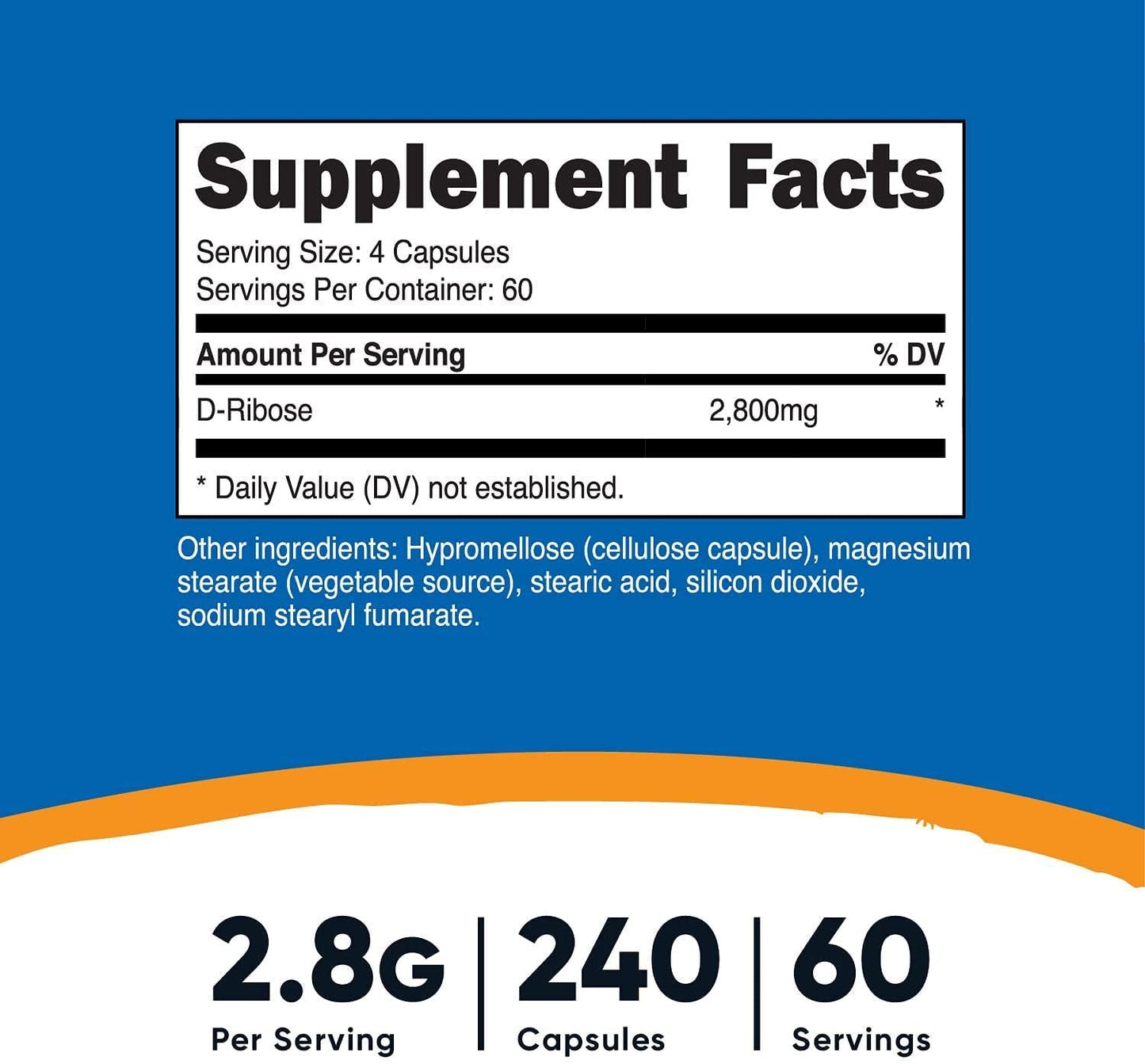 Nutricost D-Ribose 700mg (2800mg Per Serving), 240 Capsules - Vegetarian Friendly, Non-GMO, Gluten Free