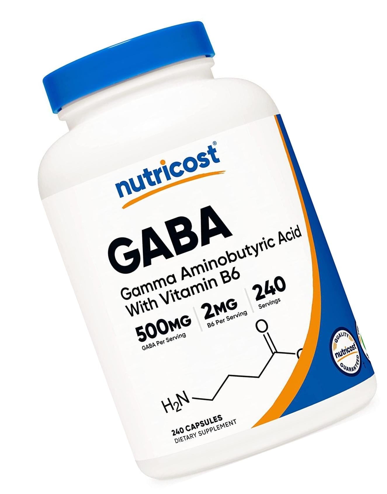 Nutricost GABA (Gamma Aminobutyric Acid) + Vitamin B6, 500mg per Serving, 240 Capsules