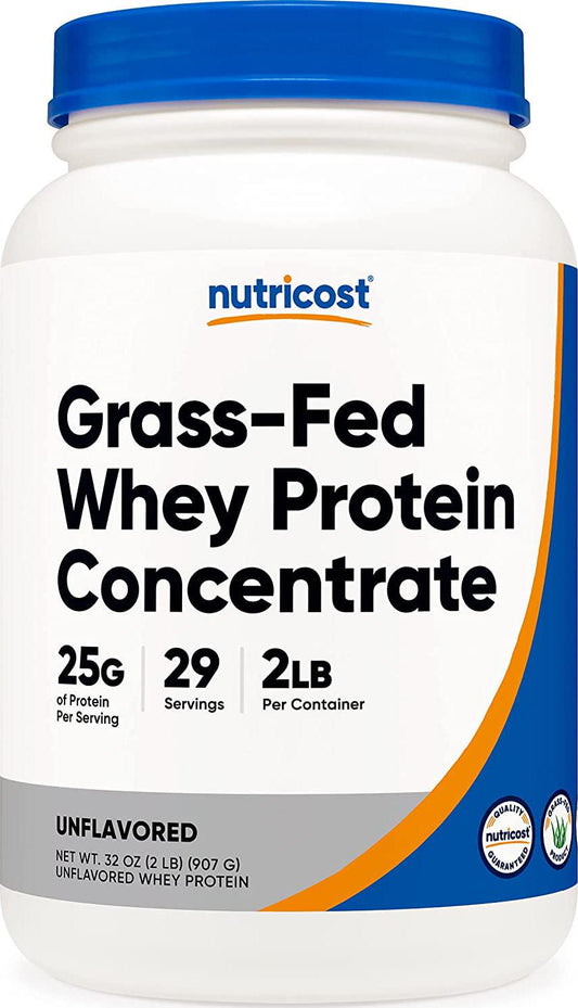 Nutricost Grass-Fed Whey Protein Concentrate (Unflavored) 2LBS - Undenatured, Non-GMO, Gluten Free, Natural Flavors