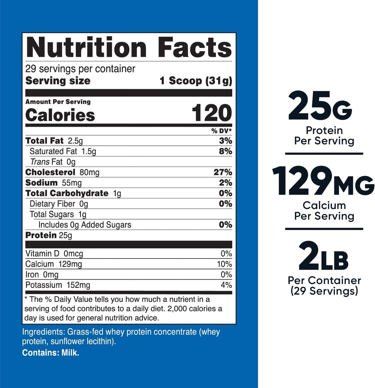 Nutricost Grass-Fed Whey Protein Concentrate (Unflavored) 2LBS - Undenatured, Non-GMO, Gluten Free, Natural Flavors