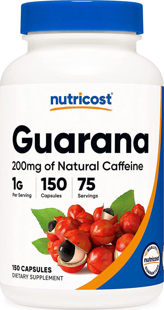 Nutricost Guarana 1000mg Serving, 150 Vegetarian Capsules - Natural Herbal Brazilian Caffeine Energizer Supplement