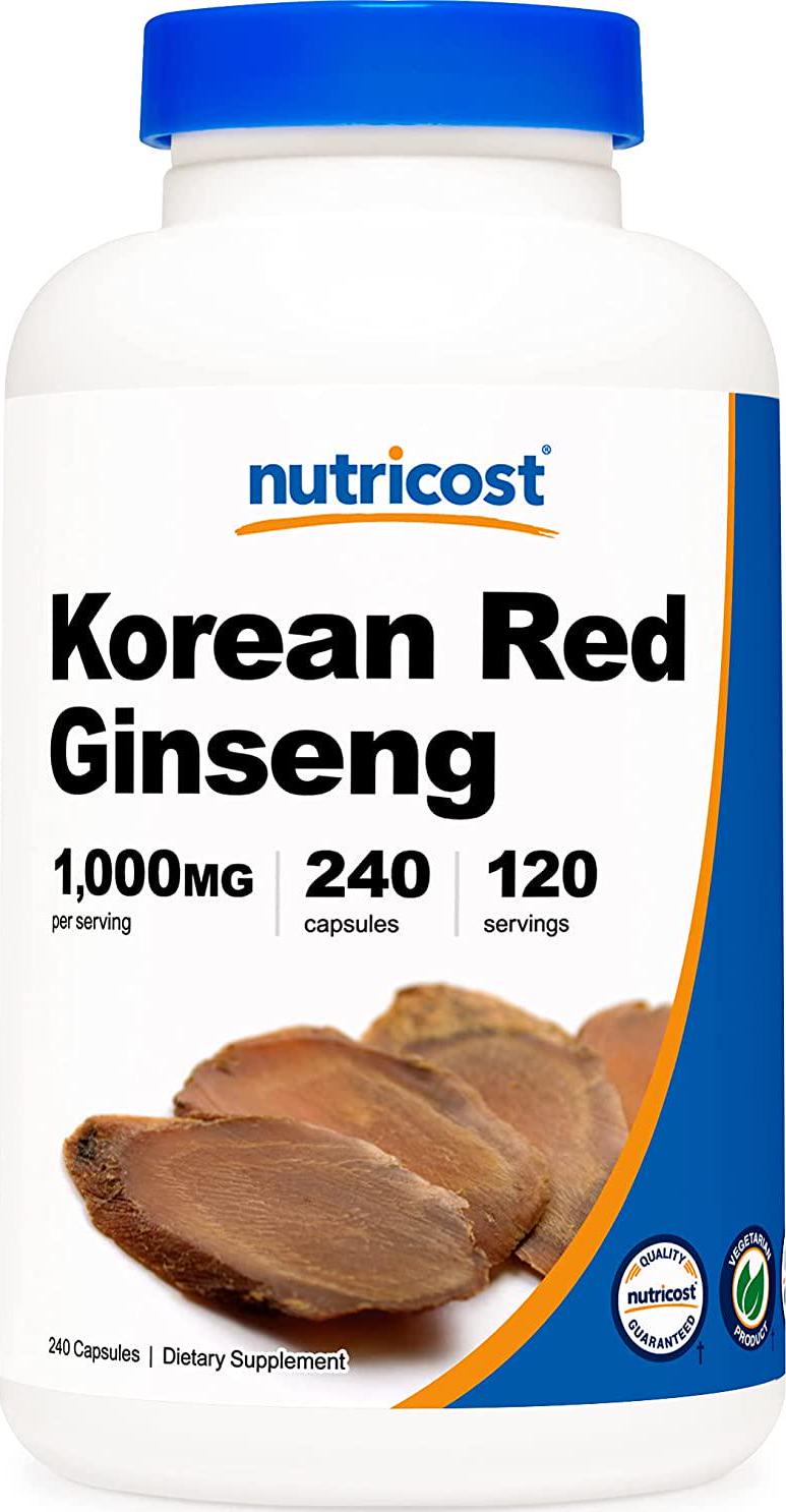 Nutricost Korean Ginseng 500Mg, ules - 1000Mg Extra Strength Serving Size - Korean Red Ginseng - Gluten Free and Non-Gmo