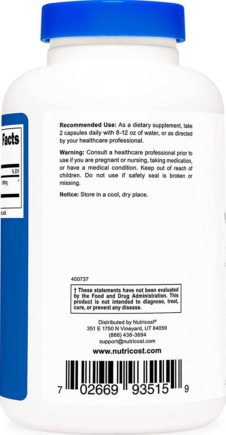 Nutricost Korean Ginseng 500Mg, ules - 1000Mg Extra Strength Serving Size - Korean Red Ginseng - Gluten Free and Non-Gmo