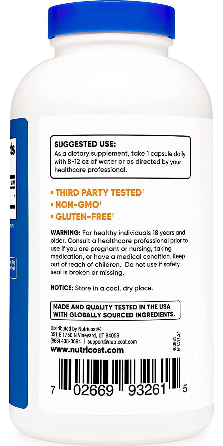 Nutricost L-Arginine 500mg, 300 Capsules - Gluten Free and Non-GMO