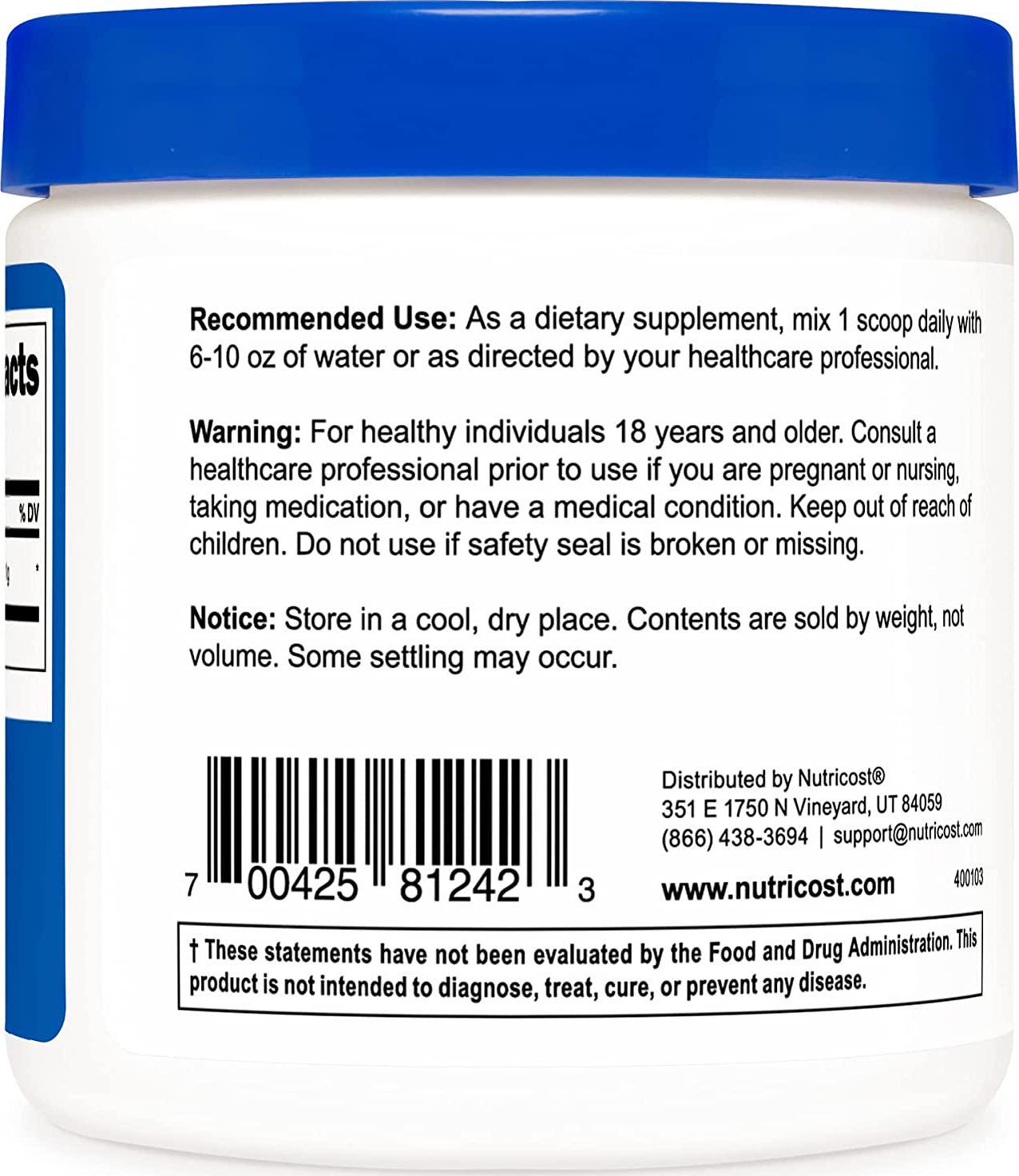 Nutricost L-Carnitine Tartrate Powder (100 Grams) - 1 Gram per Serving; 100 Servings