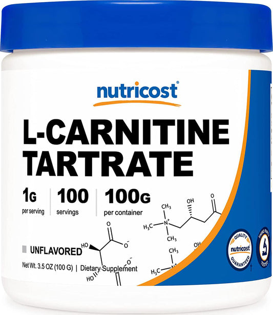 Nutricost L-Carnitine Tartrate Powder (100 Grams) - 1 Gram per Serving; 100 Servings