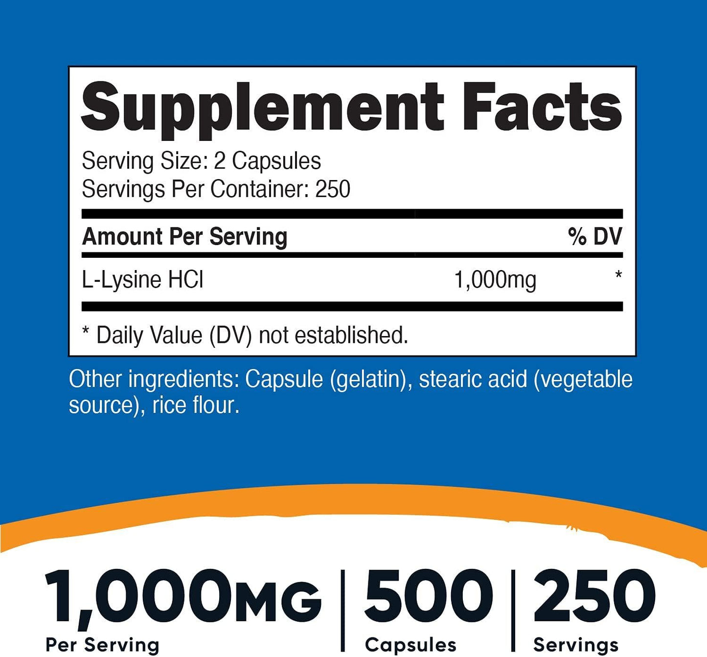 Nutricost L-Lysine 1 500 Cap Bottle