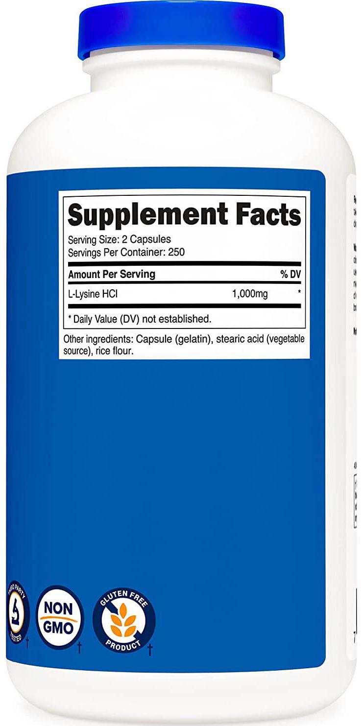 Nutricost L-Lysine 1 500 Cap Bottle
