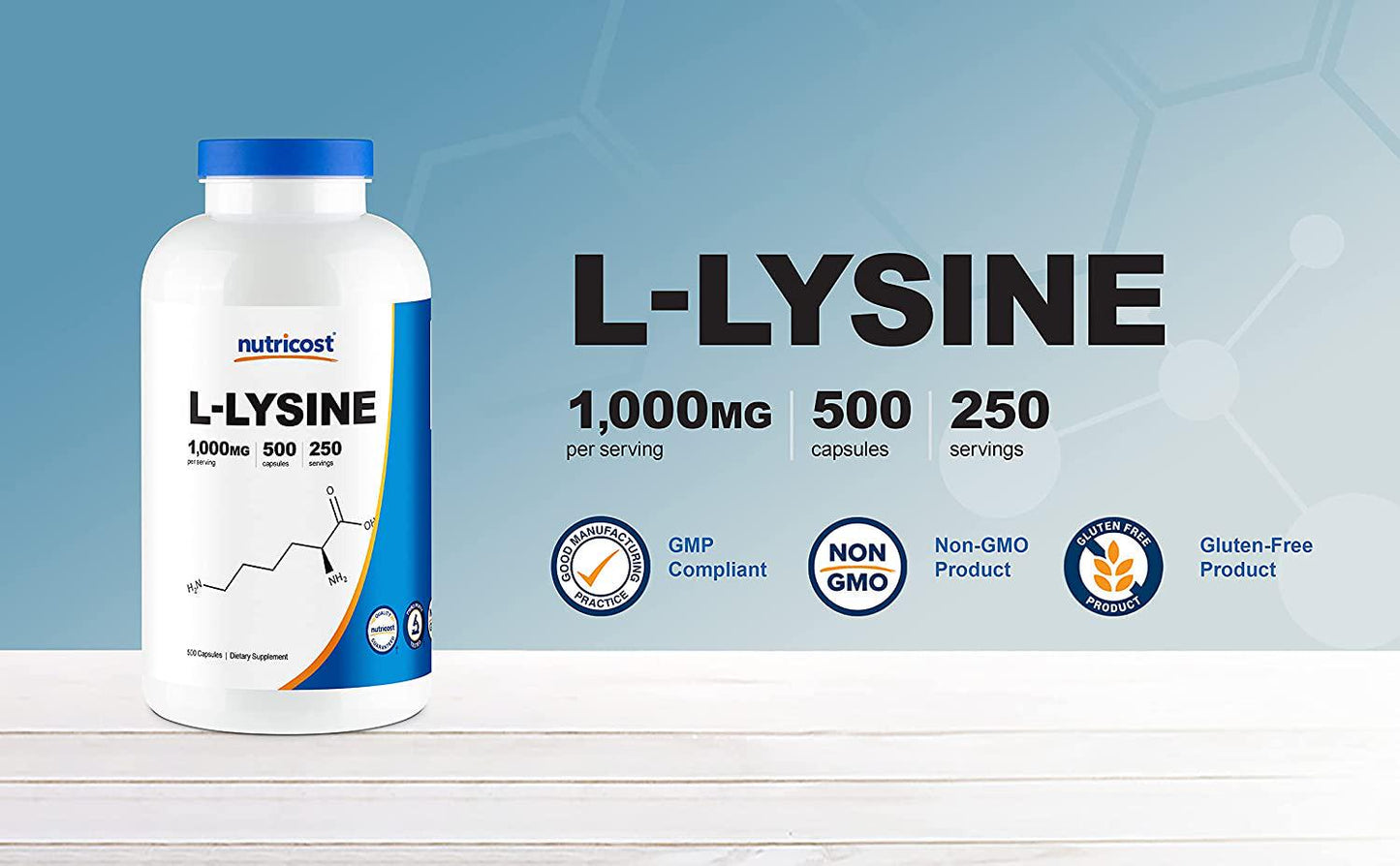 Nutricost L-Lysine 1 500 Cap Bottle
