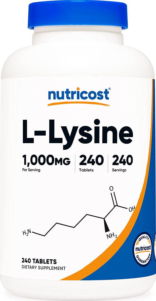 Nutricost L-Lysine 1000mg, 240 Tablets - Gluten Free, Non-GMO, and Vegetarian Friendly