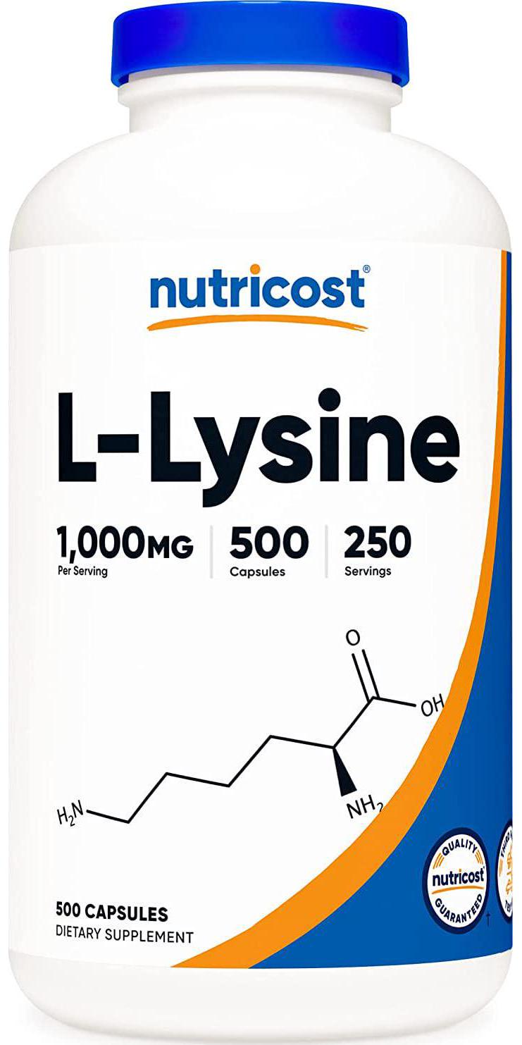 Nutricost L-Lysine 1000mg Per Serving, 250 Servings, 500 Capsules - Gluten Free, Non-GMO, 500mg Per Capsule