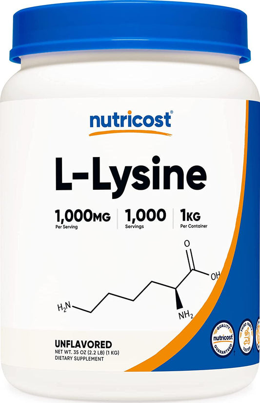 Nutricost L-Lysine Powder 1KG (2.2lbs) - Pure L-Lysine, Non-GMO, Gluten Free