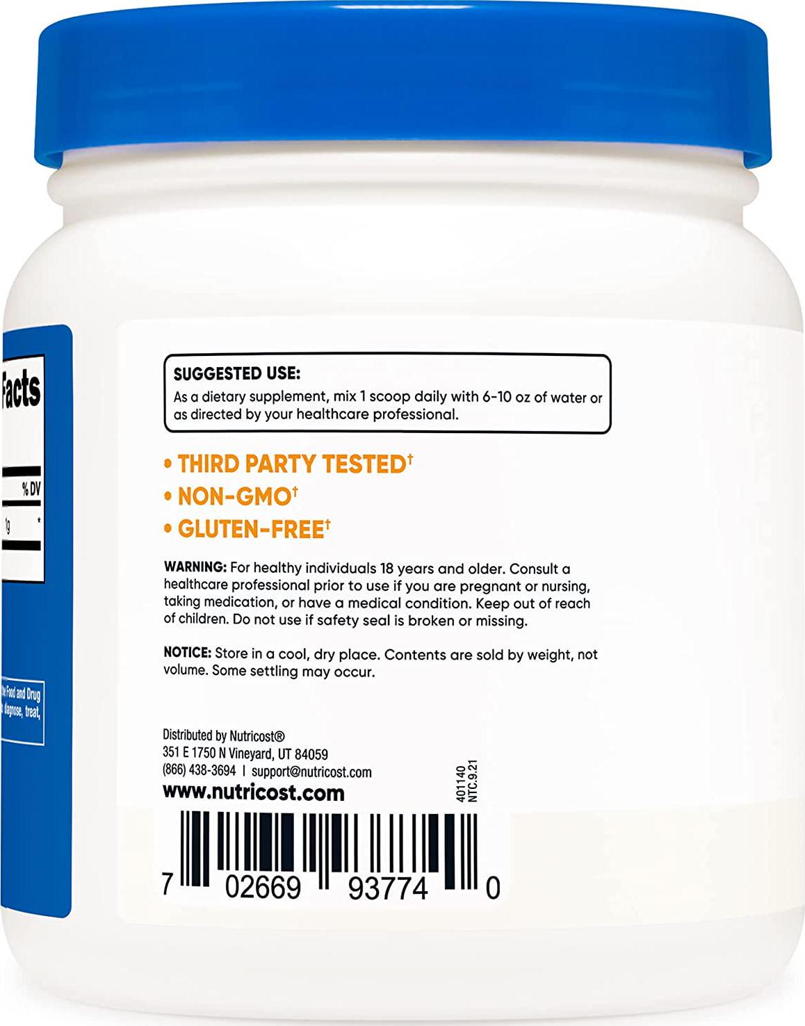 Nutricost L-Lysine Powder 500 Grams - Pure L-Lysine, Non-GMO, Gluten Free