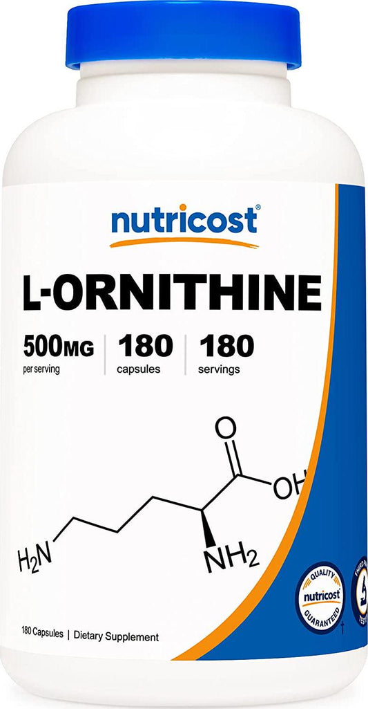 Nutricost L-Ornithine 500mg, 180 Capsules - Non-GMO and Gluten Free