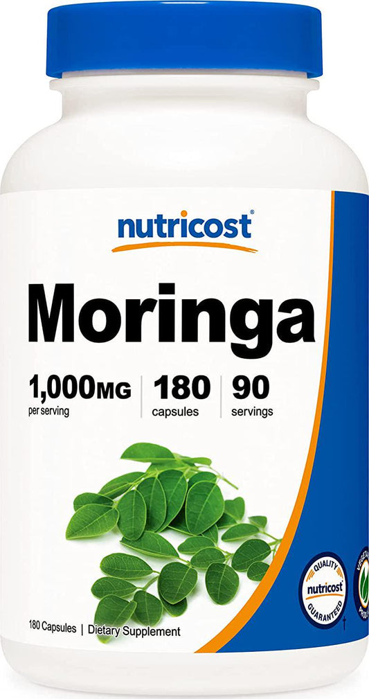 Nutricost Moringa Capsules 500mg, 180 Capsules (90 Servings) - Vegetarian Capsules, Non-GMO, Gluten Free