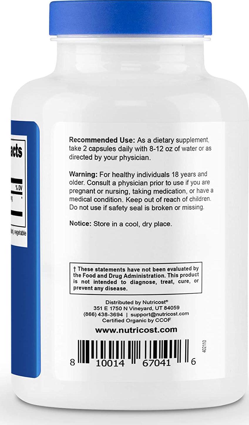Nutricost Organic AMLA Capsules 1000mg, 60 Servings - Certified CCOF Organic, Vegan, Gluten Free, 500mg Per Capsule, 120 Capsules