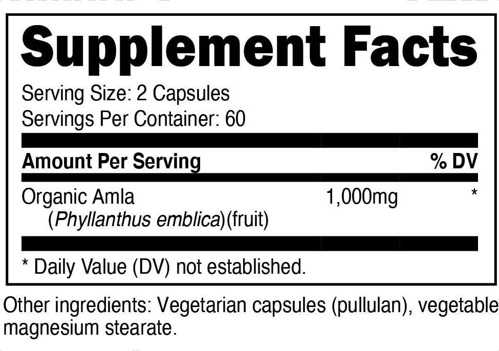 Nutricost Organic AMLA Capsules 1000mg, 60 Servings - Certified CCOF Organic, Vegan, Gluten Free, 500mg Per Capsule, 120 Capsules