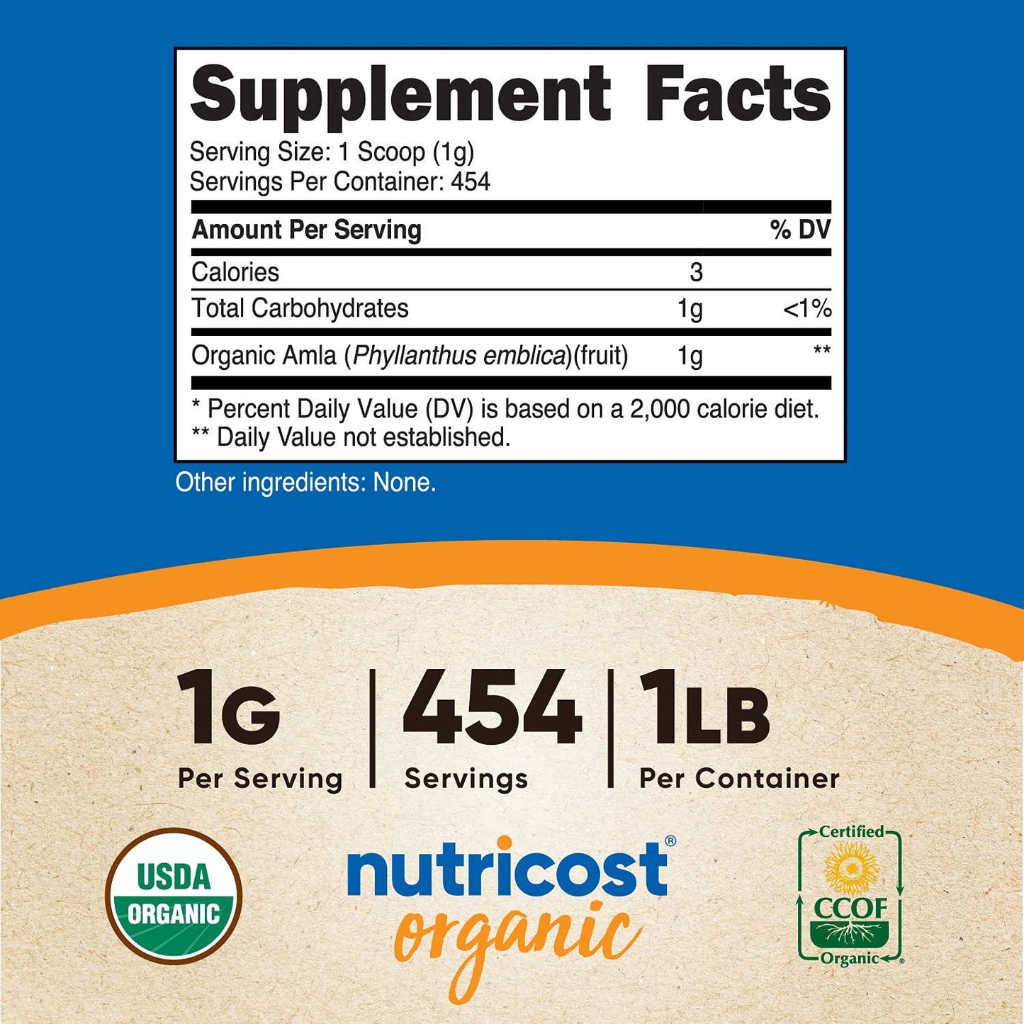 Nutricost Organic Amla Powder 1 LB - Certified USDA Organic, Gluten Free, Non-GMO