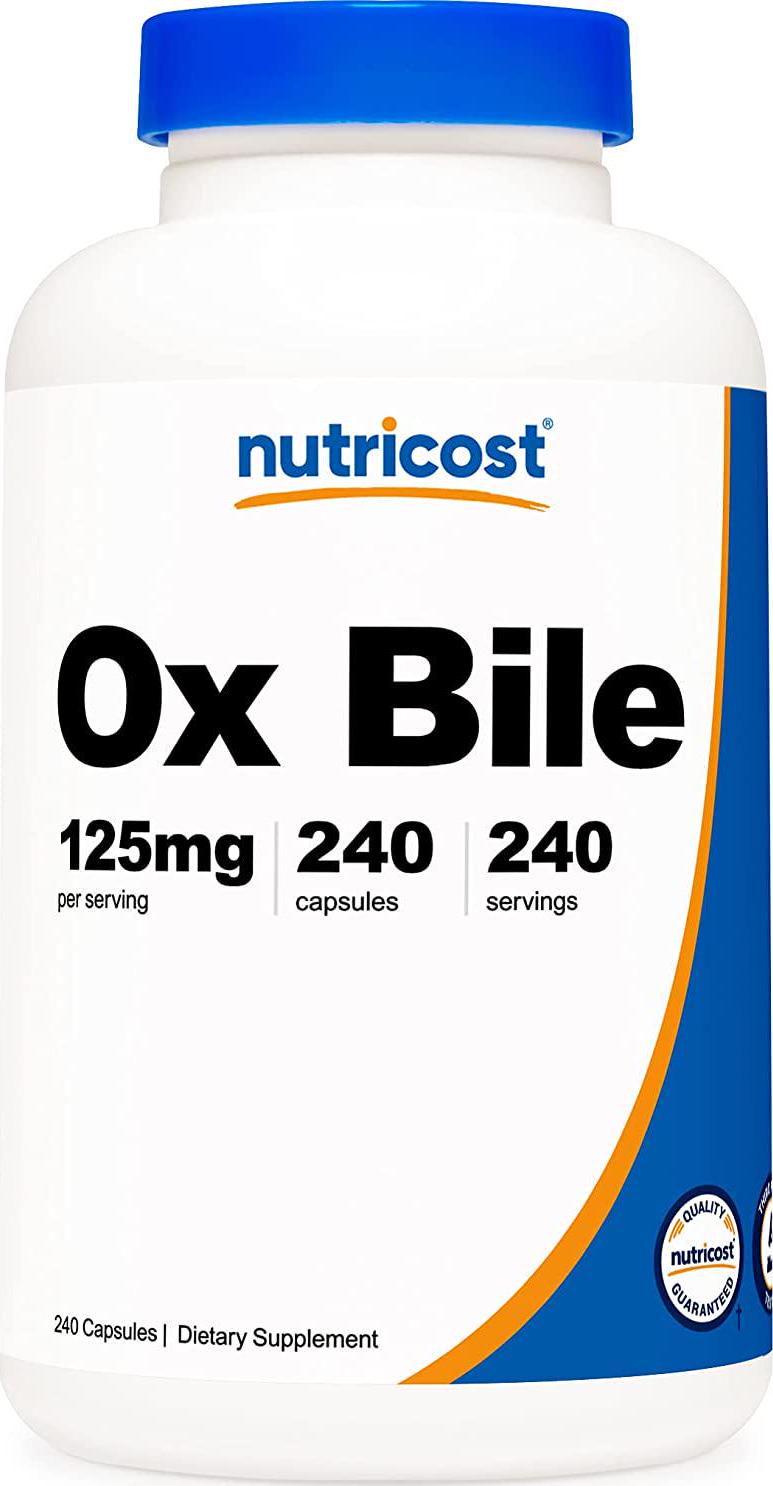 Nutricost Ox Bile Capsules 125mg, 240 Veggie Capsules - Gluten Free, Non-GMO