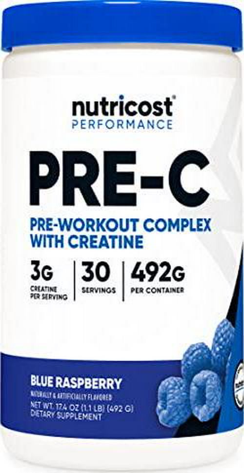 Nutricost Pre-Workout with Creatine, Blue Raspberry, 30 Servings - Non-GMO and Gluten Free