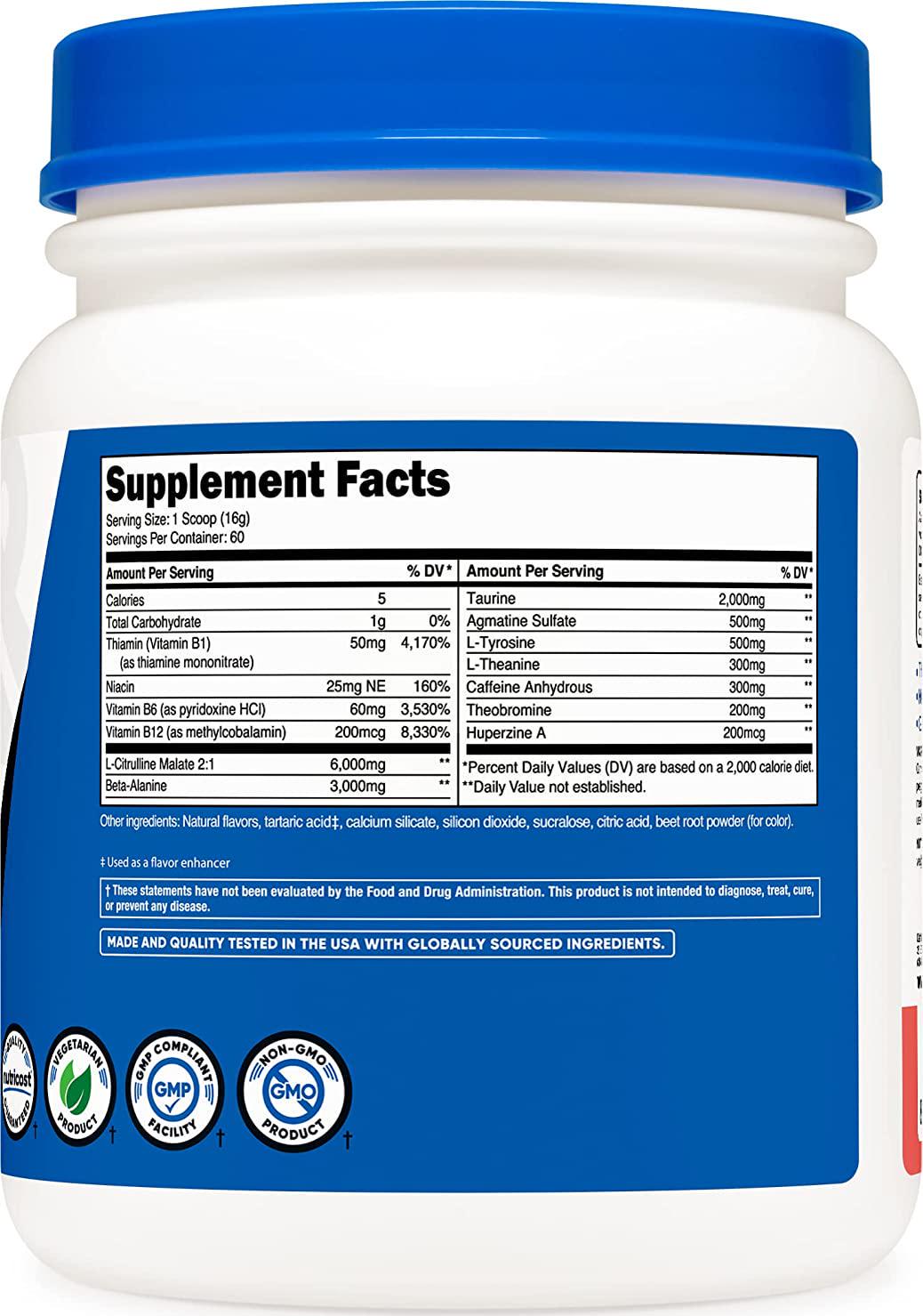 Nutricost Pre-Workout Complex Powder Watermelon (60 Serv)