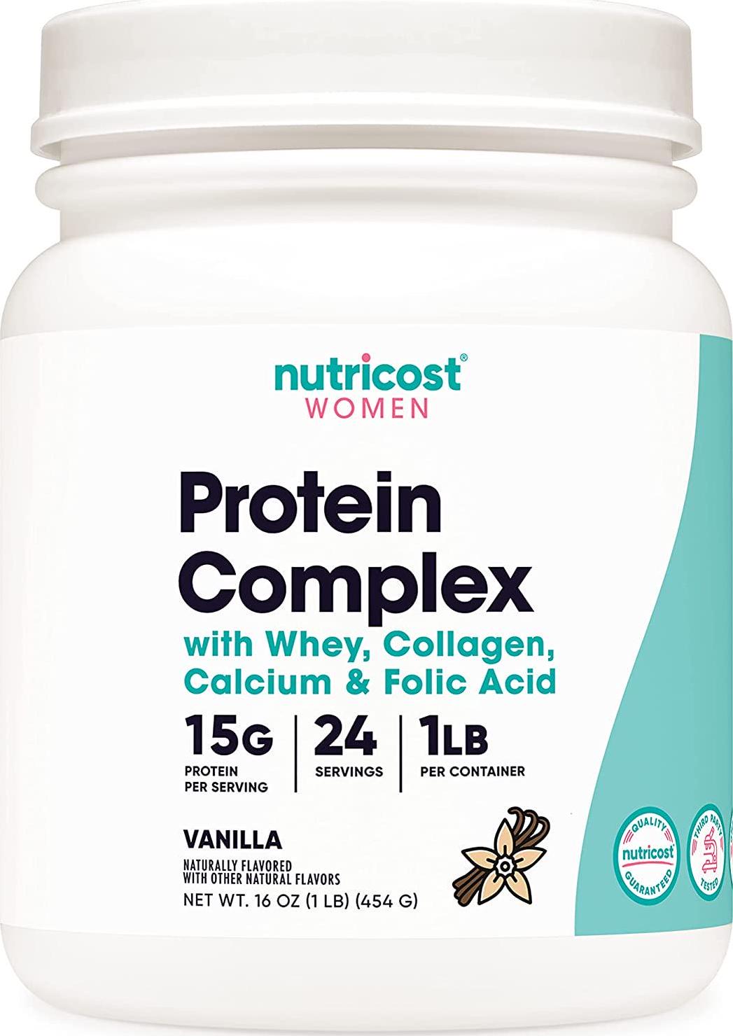 Nutricost Protein Complex for Women (Vanilla, 1 LB) with Collagen, Whey, Folic Acid, Biotin, Calcium