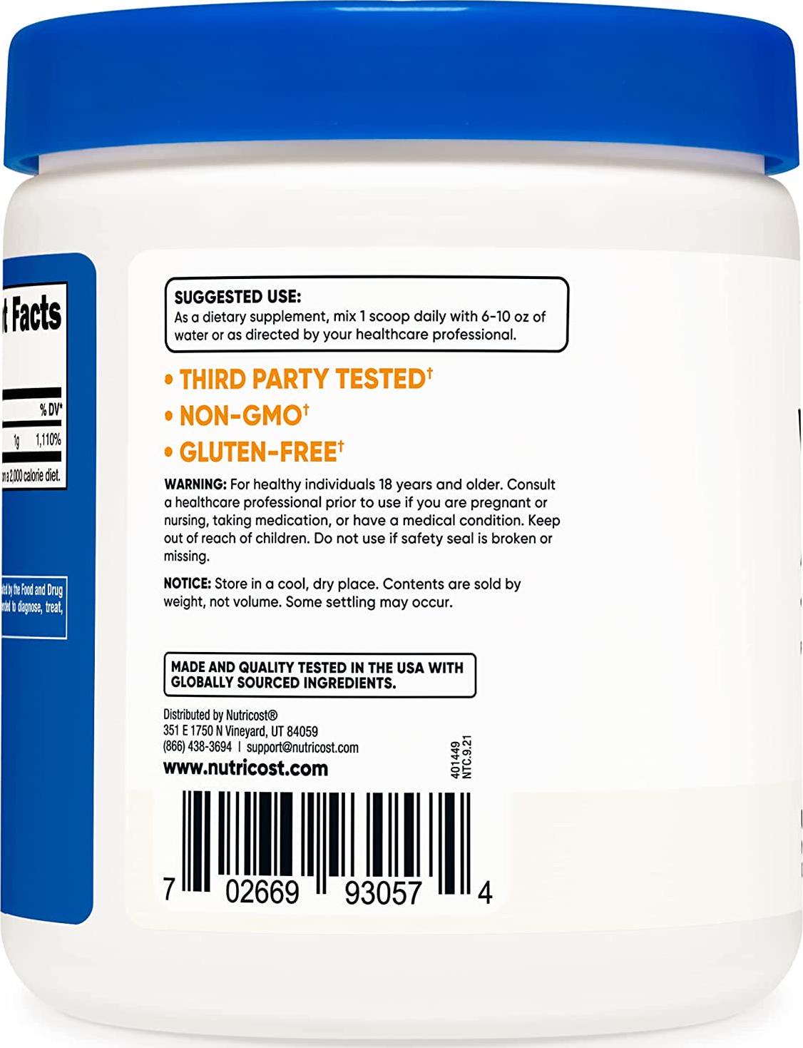 Nutricost Pure Ascorbic Acid Powder 1 LB