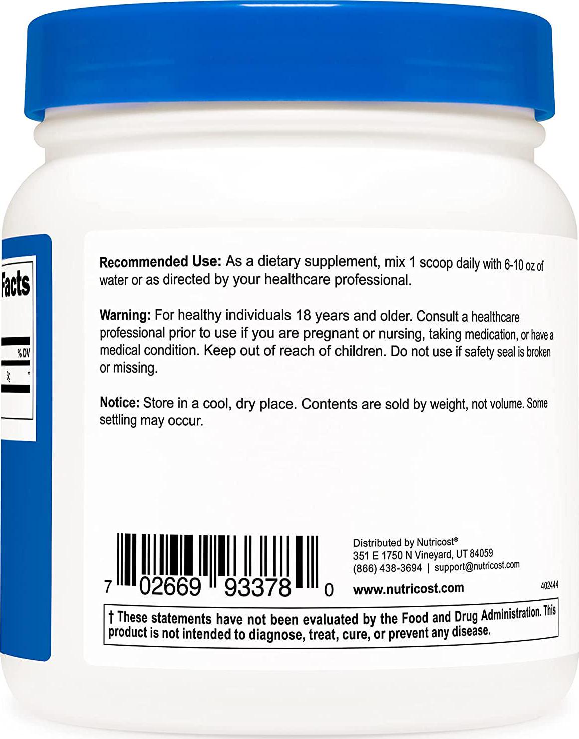 Nutricost Pure L-Citrulline (Base) Powder (600 Grams)