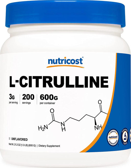 Nutricost Pure L-Citrulline (Base) Powder (600 Grams)