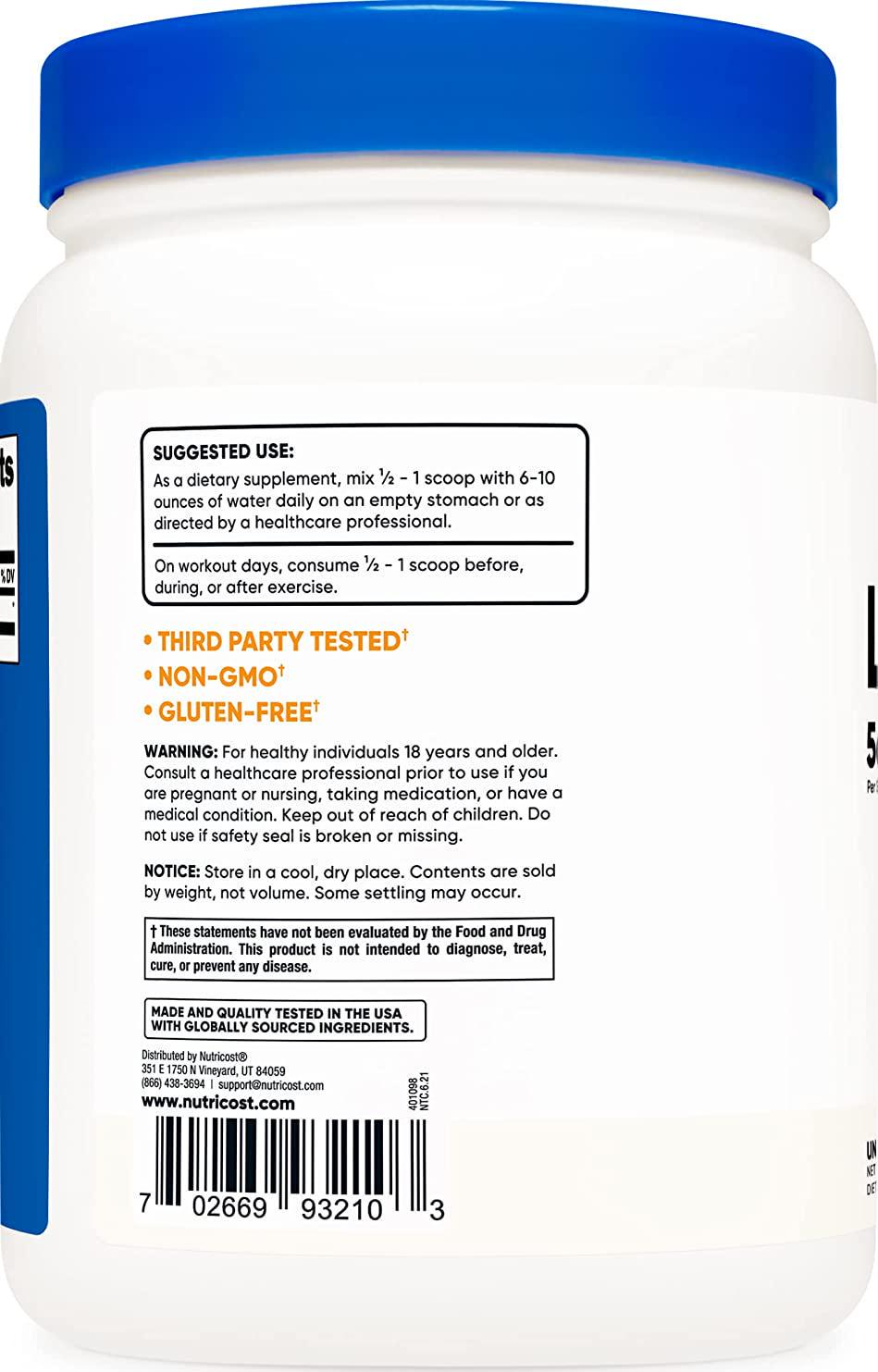 Nutricost Pure L-Leucine Powder 500 Grams