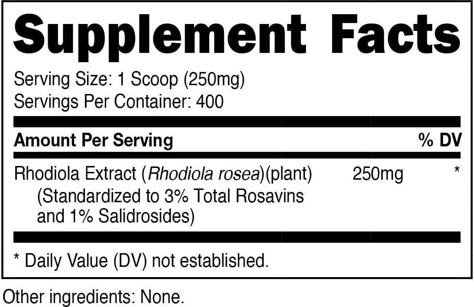 Nutricost Rhodiola Rosea Powder 100 Grams - Pure Powder, Gluten Free And Non-Gmo