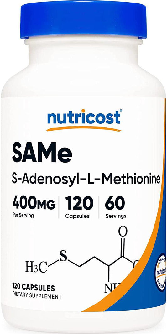 Nutricost SAM-e (S-Adenosyl-L-Methionine) 400mg, 120 Capsules - Non-GMO, Gluten Free Same, Vegetarian