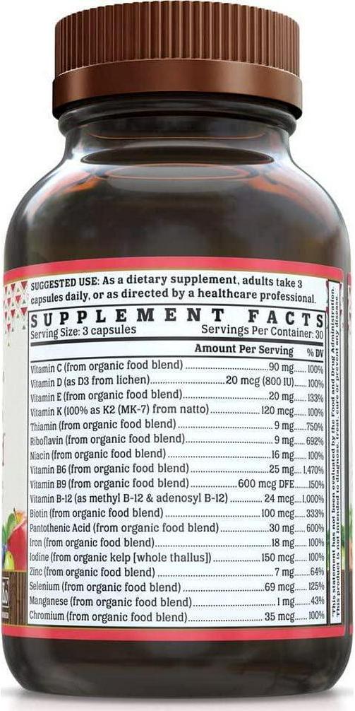 Nutrigold Organic Multivitamin for Women, Women's Multi Gold, 90 Capsules, Plant-Based Whole Food Multivitamin With Iron, Non-gmo, vegan, Kosher