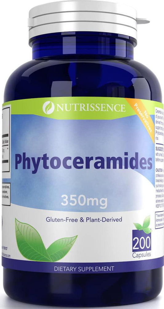 Nutrissence Phytoceramides 350mg 200 Capsules - Gluten Free - Plant Derived Ceramide Supplement - Sweet Potatoes and Rice Based