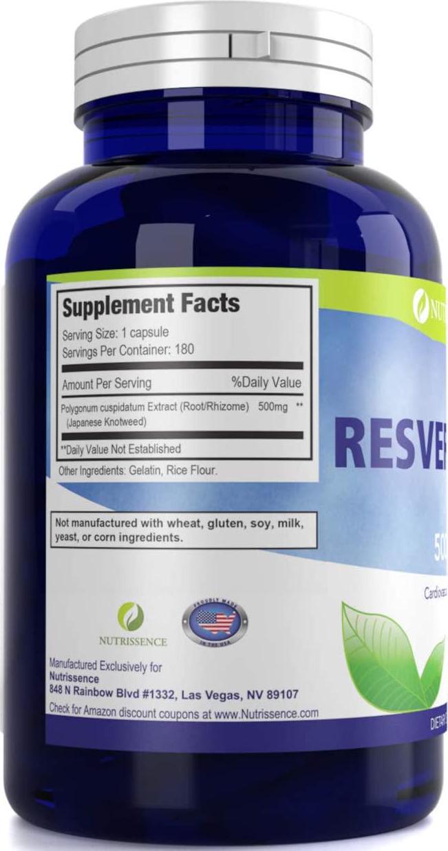 Nutrissence Resveratrol 500mg 180 Capsules