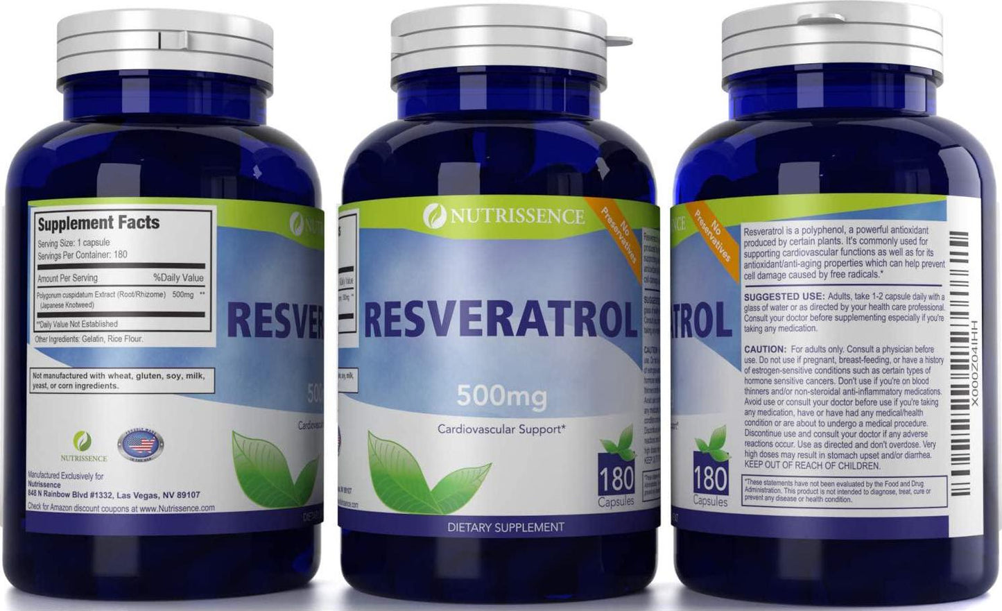 Nutrissence Resveratrol 500mg 180 Capsules