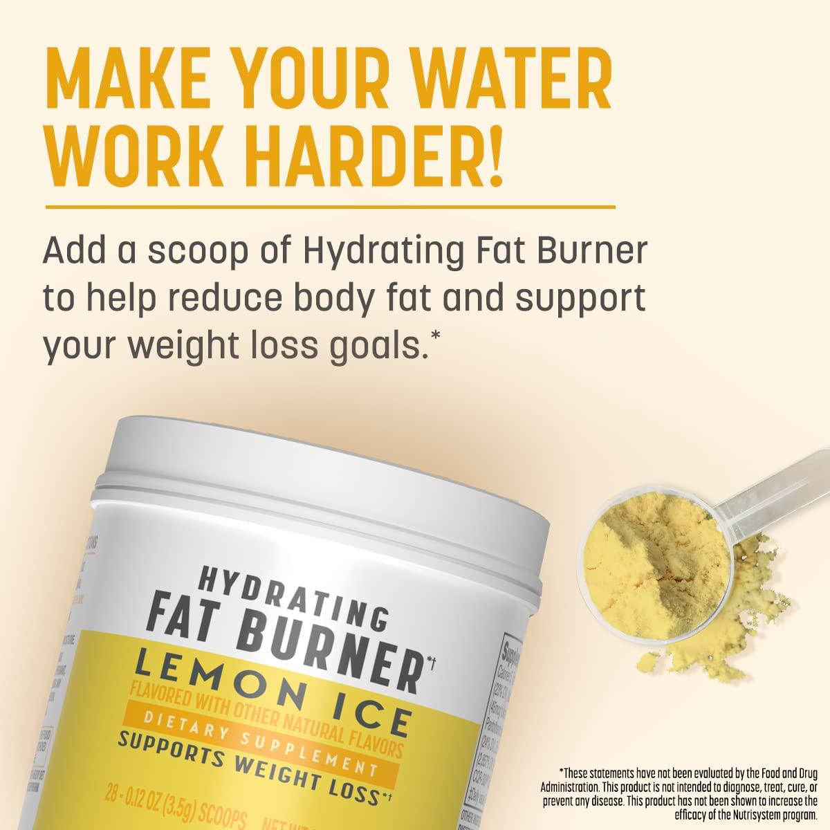 Nutrisystem Hydrating Fat Burner: Lemon Ice - 28 Servings | Mix-and-Sip Dietary Supplement