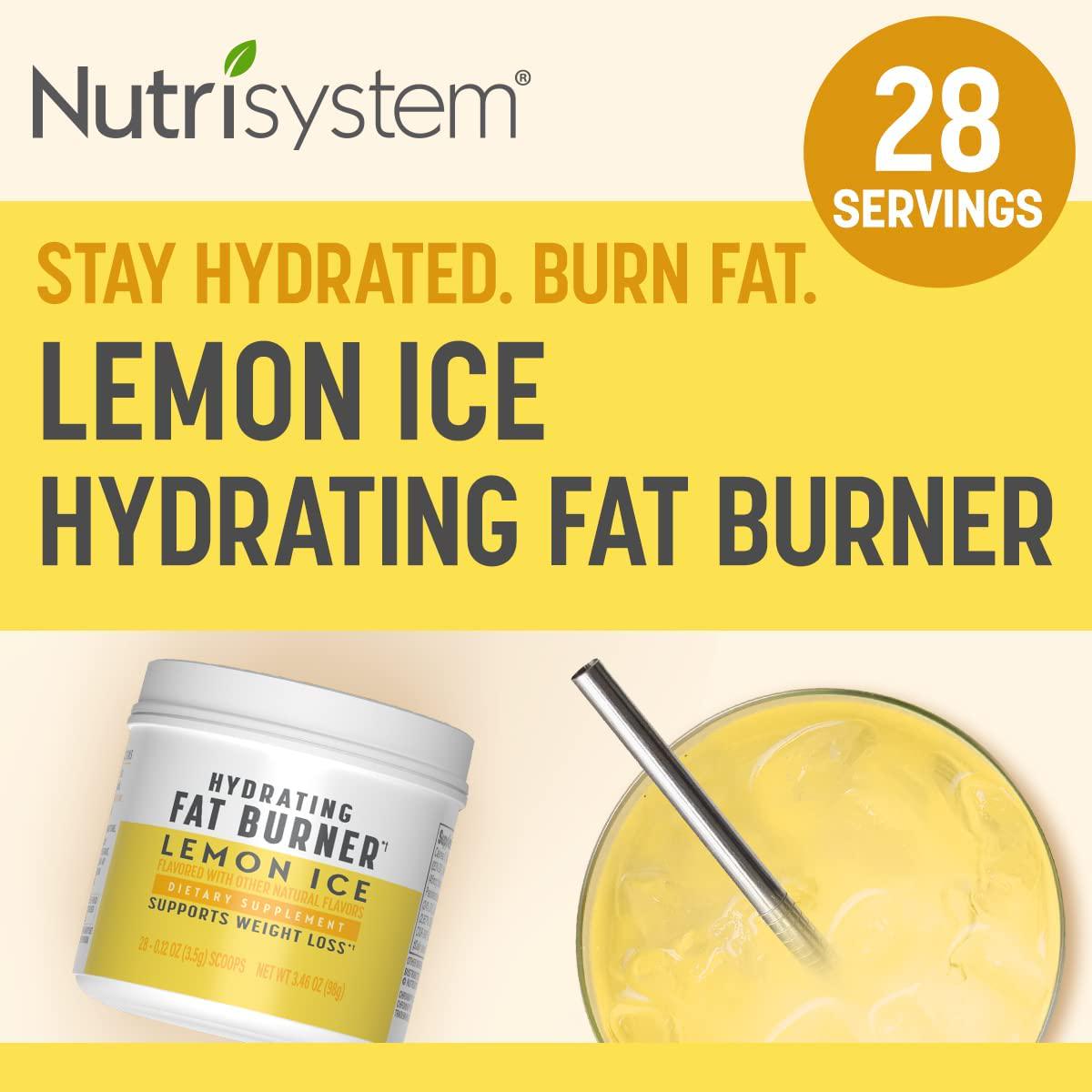 Nutrisystem Hydrating Fat Burner: Lemon Ice - 28 Servings | Mix-and-Sip Dietary Supplement