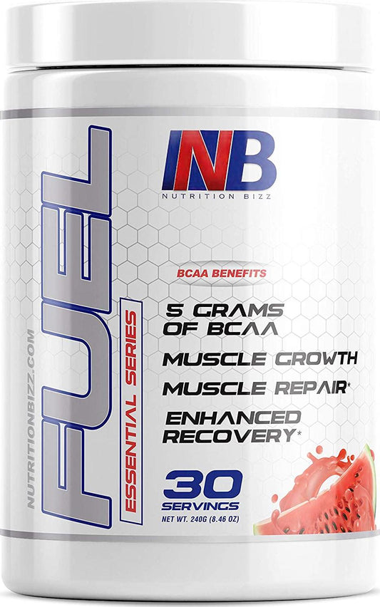 NutritionBizz Fuel 2:1:1 BCAA Powder, 5 Grams of BCAAs Amino Acids, Post Workout Recovery Drink for Muscle Building, Recovery, and Endurance, 30 Servings (Watermelon)