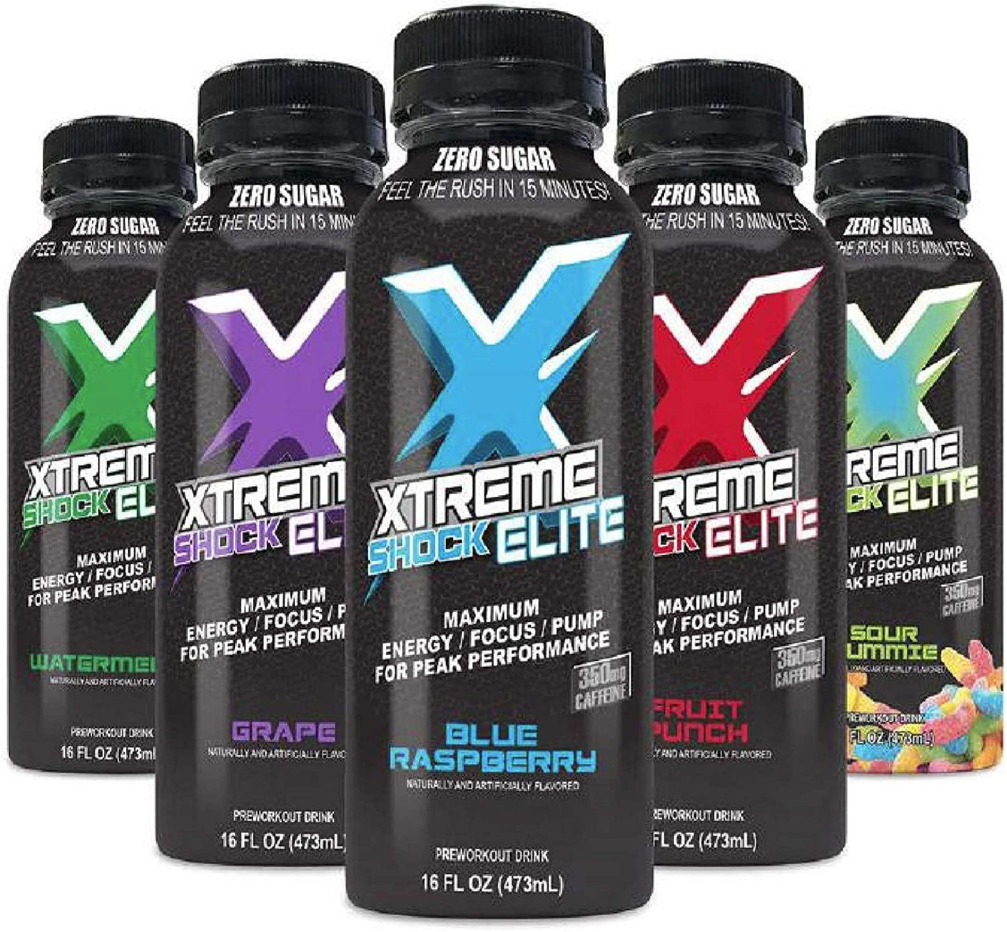 Nutrition Research Group (NRG) Xtreme Shock Elite Xtreme Energy Drink - Alpha GPC for Razor Sharp Focus - Nitric Oxide Formula with Zero Sugar, 350mg Caffeine - 16floz/12pk (Watermelon)
