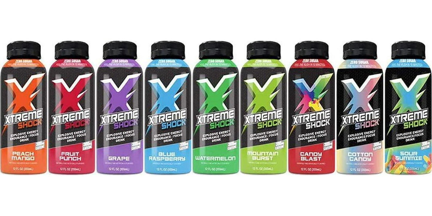 Nutrition Research Group (NRG), Xtreme Shock Energy Drink - Energy, Endurance, and Focus with Zero Sugar, 300mg Caffeine Thermogenic Weight Loss Formula 12floz/12pk (Variety Pack) 12 Fl Oz (12-Pack)