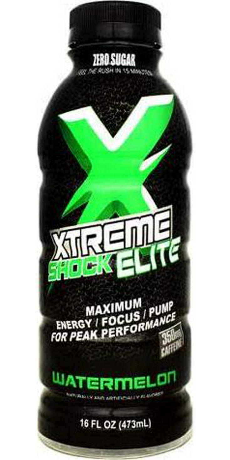 Nutrition Research Group (NRG) Xtreme Shock Elite Xtreme Energy Drink - Alpha GPC for Razor Sharp Focus - Nitric Oxide Formula with Zero Sugar, 350mg Caffeine - 16floz/12pk (Watermelon)