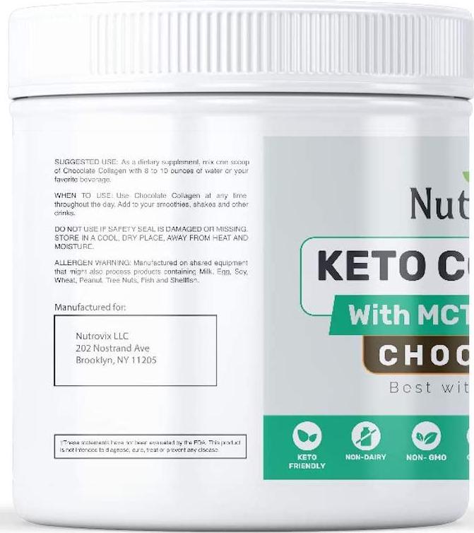 Nutrovix Keto Collagen with Mct Oil Powder Chocolate Flavor for Men