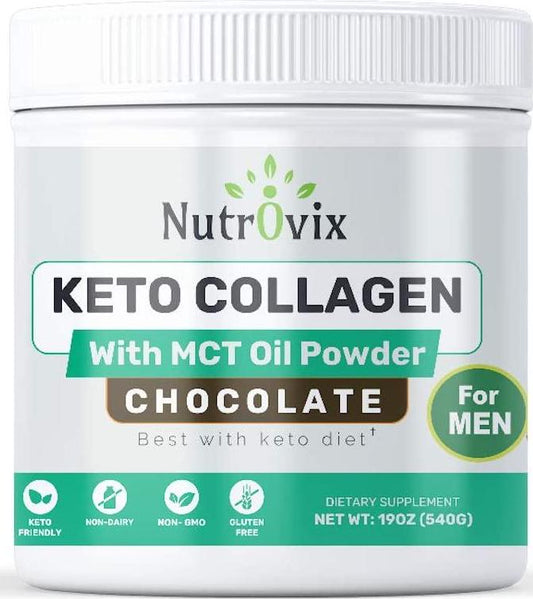 Nutrovix Keto Collagen with Mct Oil Powder Chocolate Flavor for Men