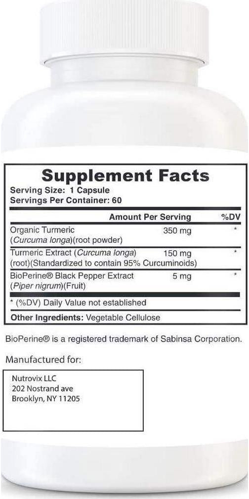Nutrovix Turmeric Complex With Bioperine for Women, 60count