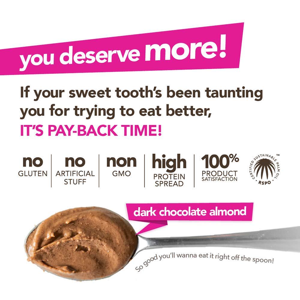 Nuts N More Dark Chocolate Almond Butter Spread, All Natural Keto Snack, Low Carb, Low Sugar, Gluten Free, Non-GMO, High Protein Flavored Nut Butter (15 oz Jar)